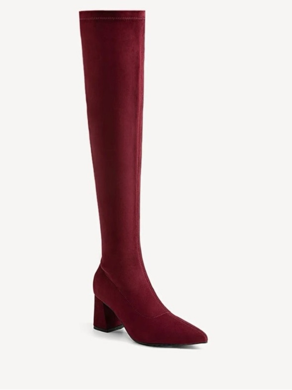 Cosy Island burgundy Minimalist Zipper Pointed Toe High Boots new without box